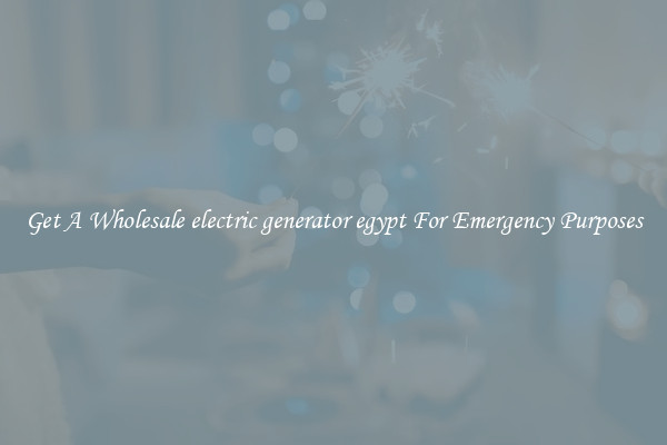 Get A Wholesale electric generator egypt For Emergency Purposes