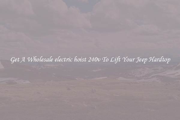 Get A Wholesale electric hoist 240v To Lift Your Jeep Hardtop