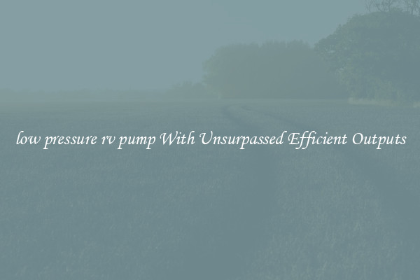 low pressure rv pump With Unsurpassed Efficient Outputs